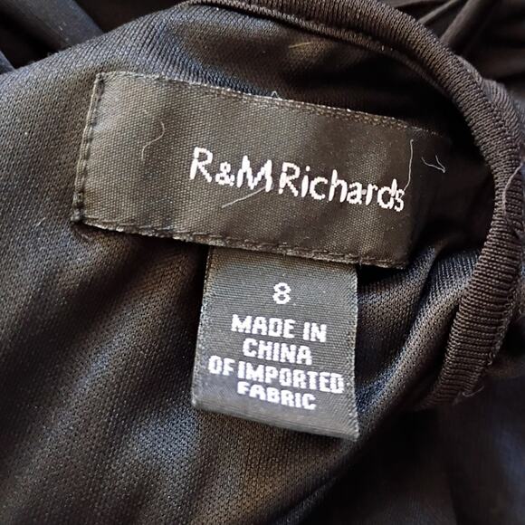 RM Richards Beaded Empire Waist Black Dress Sz 8 Sexy Low Cut Evening Cocktail - Picture 7 of 11